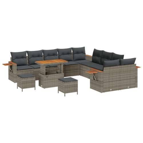 set od 13 dijelova vrtnih sofa s jastucima Siva Poli Ratan Akacija, set od 3 dijela za objedovanje u vrtu s jastucima Siva Poli  Cijena