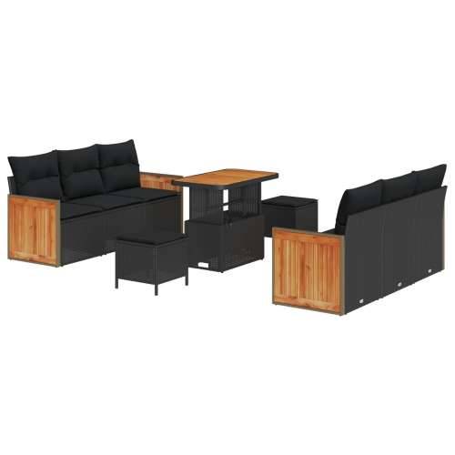 9 komadni set vrtnih sofa s jastucima Crni Poli Ratan Akacija Cijena