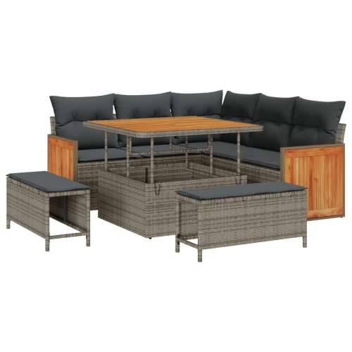 set vrtnih sofa s jastučićima siva poli ratan akacija Cijena
