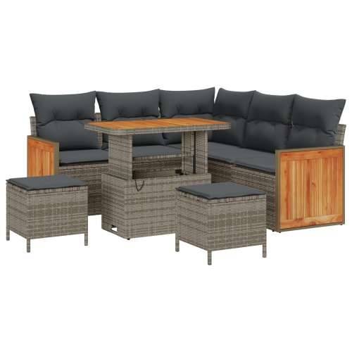 Vrtna garnitura - 8-dijelni set vrtnih sofa s jastučićima Siva Poli ratan Acacia Cijena