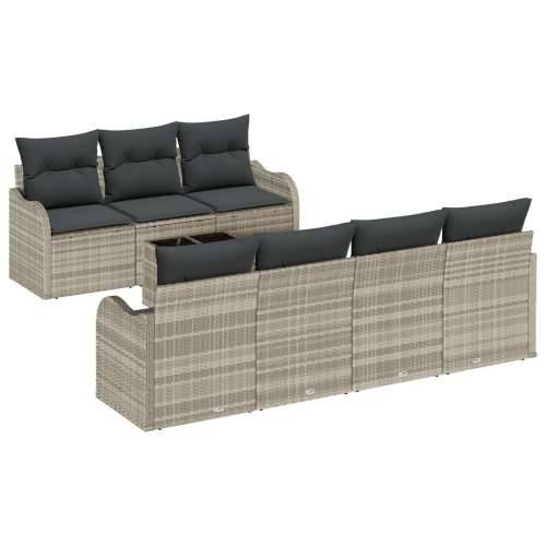 Vrtna garnitura - 8-dijelni set vrtnih sofa s jastučićima svjetlosiva poli ratan, 2-sjedalna vrtna sofa s pohranom i jastučićima Cijena