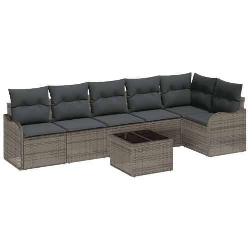 set od 6 delova vrtnih kauča s jastučićima crni poly rattan, dvosed vrtni kauč s pohranom i jastučićima siva poly rattan Cijena