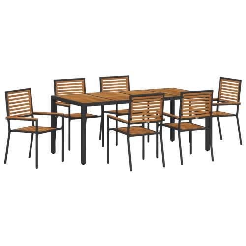 Set od 7 dijelova vrtnih stolova s crnim poliranim ratanom i akacijom, Stacking Garden Chairs with Cushions 2 pcs Black Poly Rat Cijena