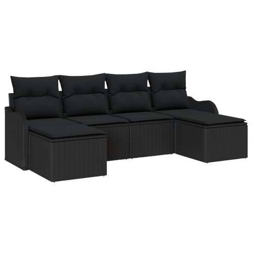 Set vrtnih kauča (vrtna garnitura) od 6 dijelova s Jastucima Crni Poly Ratan Cijena