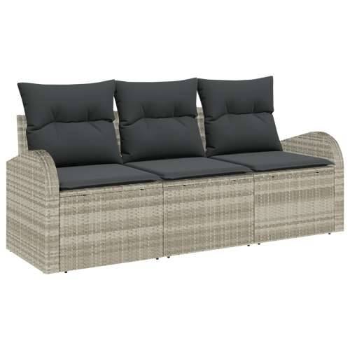 3-dijelni set vrtnog sofe s jastučićima svjetlosivi poly rattan, 2-sjedalo vrtna sofa s skladištem i jastučićima svjetlosivi pol Cijena