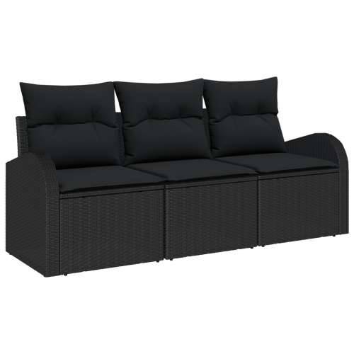 Set od 3 komada vrtne sofa s jastučićima Crni Poli Ratan, Dvosjed vrtna sofa s prostorom za pohranu i jastučićima Crni Poli Rata Cijena