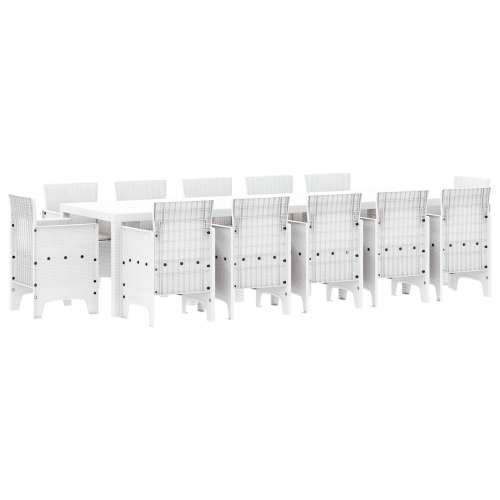 set od 13 dijelova za vrt s jastucima bijeli poliratan, Vrtni Stol Bijeli 150x100x73 cm Poliratan, Vrtne Stolice s Jastučićima 4 Cijena