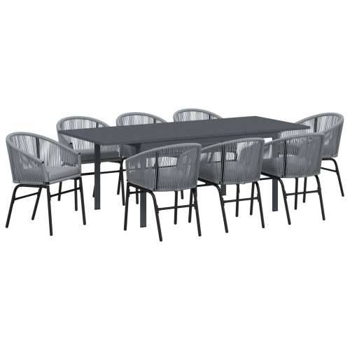 set za blagovanje u vrtu od 10 dijelova s jastučićima sivi poli ratan, produživi vrtni stol antracit (140-210)x90x73 cm čelik Cijena
