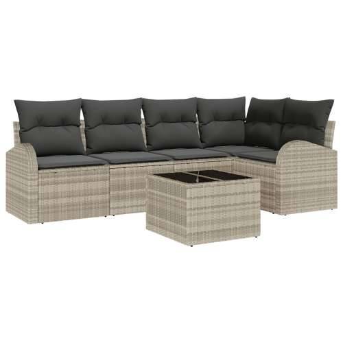 6-dijelni vrtni sofa set s jastučićima sivi poli ratan, 2-sjedalo vrtna sofa sa skladištem i jastučićima svjetlosiva poli ratan Cijena