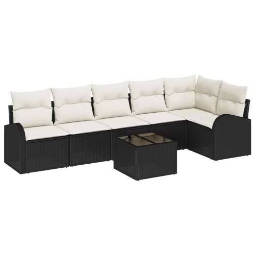 6-dijelni vrtni sofa set s jastučićima smeđi poli ratan, 2-sjedna vrtna sofa s skladištem i jastučićima crna poli ratan Cijena