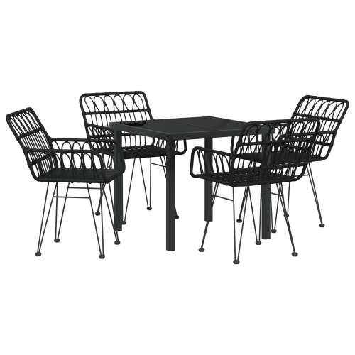 set od 5 vrtnih stolica s crnim poliratanom Cijena