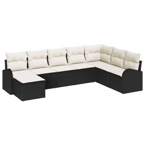 Set vrtnih sofa od 8 dijelova s jastučićima crne poli ratan, 2-sjedalna vrtna sofa s pohranom i jastučićima crne poli ratan Cijena