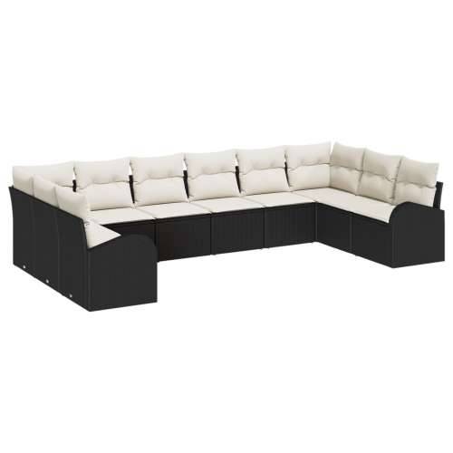 set vrtnih sofa od 10 dijelova s jastučićima crne poli ratan Cijena