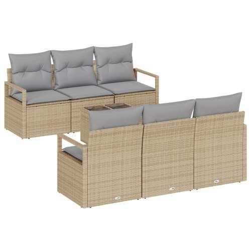 set od 7 komada vrtnih sofa s jastučićima bež poli ratan Cijena