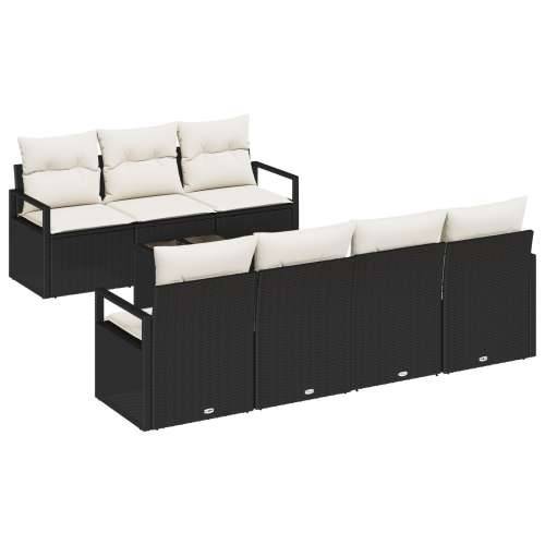 8 Dijelni Vrtni Sofa Set s Jastučićima Crni Poli Ratan, 2-Sjedalo Vrtni Sofa s Skladištem i Jastučićima Crni Poli Ratan Cijena