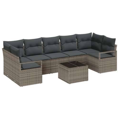 set vrtnog namještaja s 8 komada i jastučićima od sivog poly ratana, dvosjedna vrtna sofa s prostorom za pohranu i jastučićima o Cijena