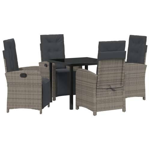 set od 5 komada za vrtno blagovanje s jastučićima Sivi Poli Ratan, vrtni stol Crn 80x80x73 cm Cijena
