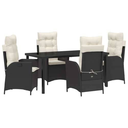 set od 5 vrtnih stolica s jastučićima crni poli rattan Cijena