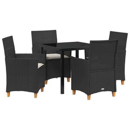set od 5 vrtnih blagovaonskih stolica s jastučićima / Crna / Poli ratan Cijena