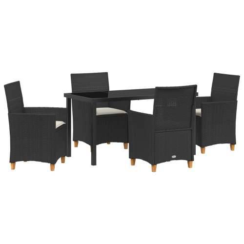 Set od 5 vrtnih stolica za objedovanje s jastucima, crni poli ratan Cijena