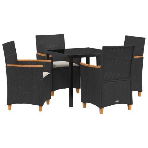 set od 5 vrtnih stolica s jastučićima Crni poli rattan Cijena