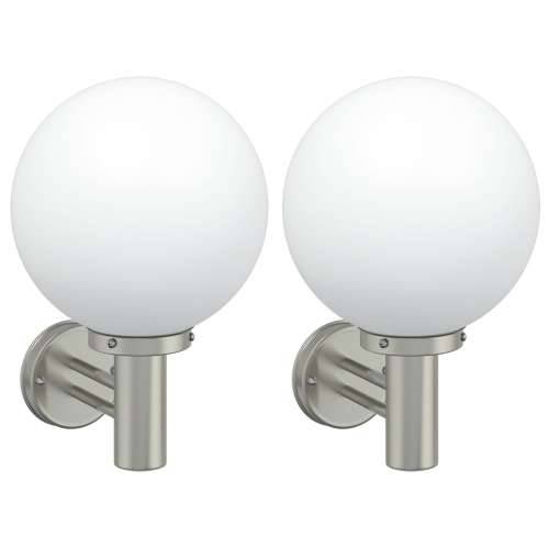 Vanjske zidne lampe 2 kom Srebrni nehrđajući čelik IP44 Cijena