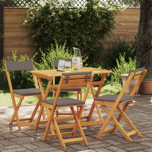 5-dijelni sklopivi bistro set s jastučićima od čvrstog drveta akacije Cijena
