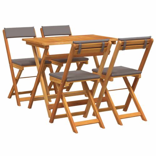 5-dijelni sklopivi bistro set s jastučićima od čvrstog drveta akacije Cijena