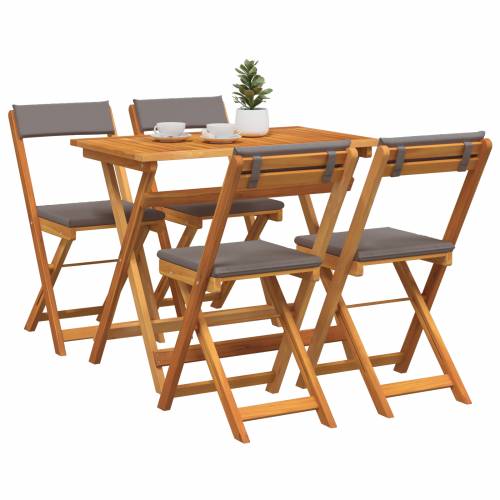 5-dijelni sklopivi bistro set s jastučićima od čvrstog drveta akacije Cijena