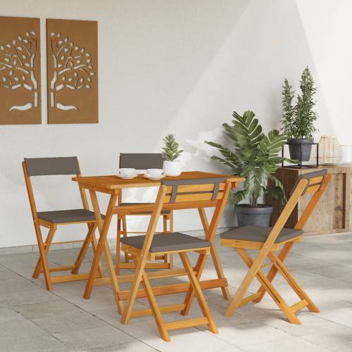 5-dijelni sklopivi bistro set s jastučićima od čvrstog drveta akacije Cijena