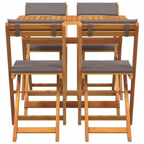 5-dijelni sklopivi bistro set s jastučićima od čvrstog drveta akacije Cijena