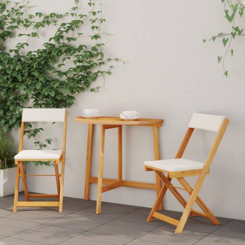 3-dijelni sklopski bistro set s jastučićima od čvrstog bagremovog drveta Cijena