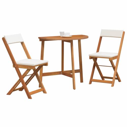 3-dijelni sklopski bistro set s jastučićima od čvrstog bagremovog drveta Cijena