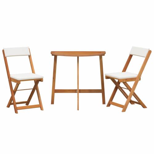 3-dijelni sklopski bistro set s jastučićima od čvrstog bagremovog drveta Cijena