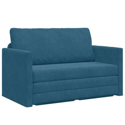 Podni kauč na krevet 2-u-1 Plavi 124x204x61 cm Saten Cijena