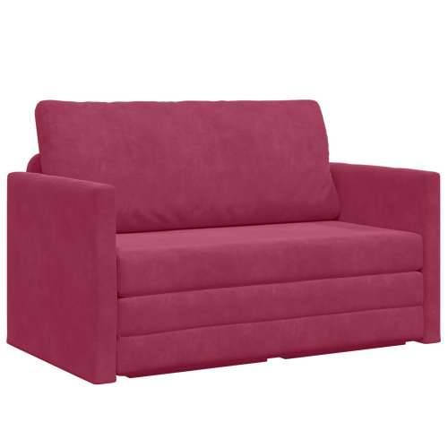 Podni Kauč na razvlačenje 2-u-1 Boja Vina 124x204x61 cm Baršun Cijena