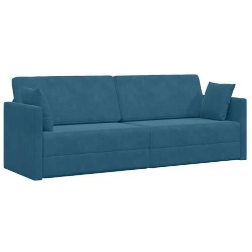 Kauč na razvlačenje 2-u-1 Plavi 213x144x60 cm Baršun Cijena
