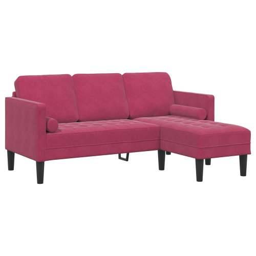 3-sjedalni kauč s ležajem u L obliku, vino crven, 160 cm, baršun Cijena