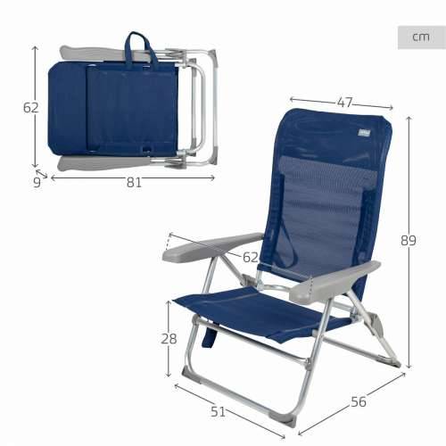 Stolica za za plažu Aktive Mornarsko plava 47 x 89 x 56 cm (4 kom.) Cijena