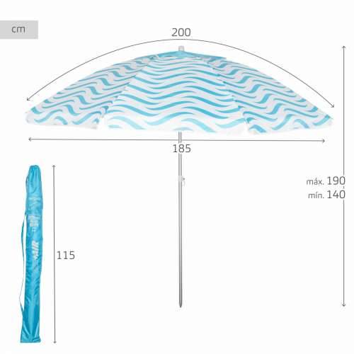 Suncobran Aktive Plava Ø 200 cm 200 x 190 x 200 cm (6 kom.) Cijena