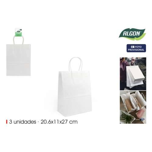 Papirnata Vrećica Algon Bijela 20,6 x 11 x 27 cm 3 Dijelovi (24 kom.) Cijena