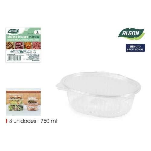 Pladnjevi za višekratnu upotrebu Algon OPS 750 ml 18,7 x 15,3 x 5 cm (3 Dijelovi) (24 kom.) Cijena