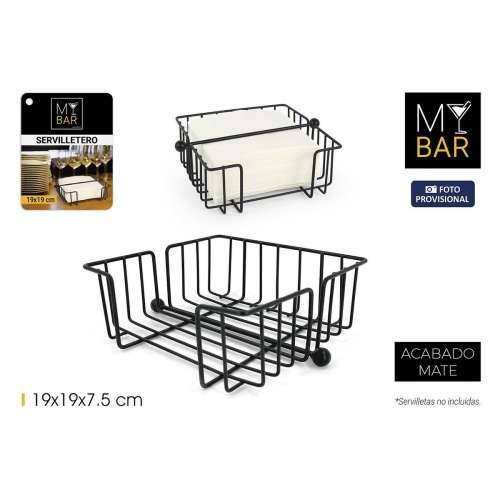 Stalak za salvete My Bar Crna Metal 19 x 19 x 7,5 cm (12 kom.) Cijena