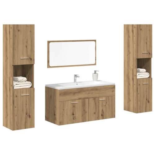 4-dijelni set kupaonskog namještaja käsityöläinen tammi - hrast artisan 90 x 38.5 x 46 cm 1 4 Cijena
