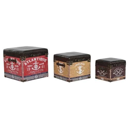 Set ukrasnih kutija Home ESPRIT Smeđa Pisana Poliuretan Drvo Vintage Cijena