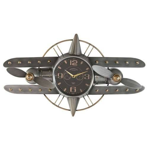 Zidni sat Home ESPRIT zlatan Srebrna Metal Avion Vintage 77,5 x 15 x 46 cm Cijena