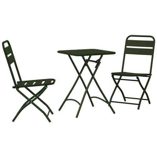 3-dijelni sklopivi bistro set u tamnozelenoj boji od čelika Cijena