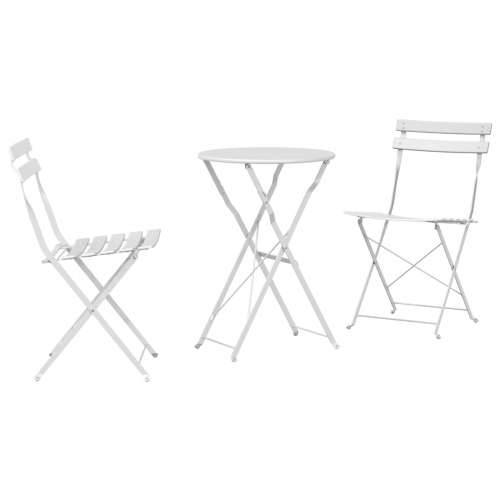 3-dijelni sklopivi bistro set - bijeli čelik Cijena