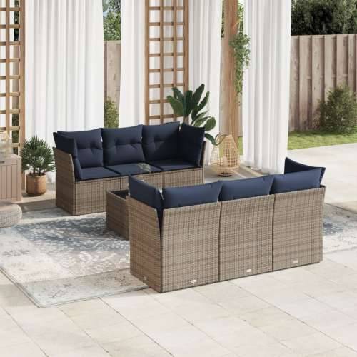Vrtna garnitura - 7-dijelni set vrtnih sofa od poliratana s jastucima sivi - Siva 2x middle + table + 4x corner 1 Cijena