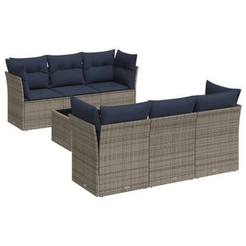 Vrtna garnitura - 7-dijelni set vrtnih sofa od poliratana s jastucima sivi - Siva 2x middle + table + 4x corner 1 Cijena